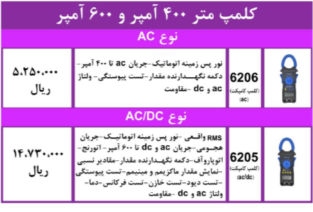 کلمپ متر 400 آمپر و 600 آمپر