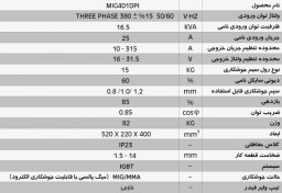 دستگاه جوش اينورترميگ و الكترود ديجيتال ایران ترانس MIG401DPI