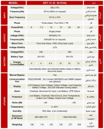 یو پی اس 20KVA آنلاین سه فاز به تک فاز