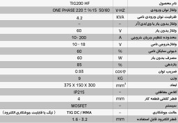 دستگاه جوش اينورتر تيگ و الكترود ایران ترانسTIG200 HF